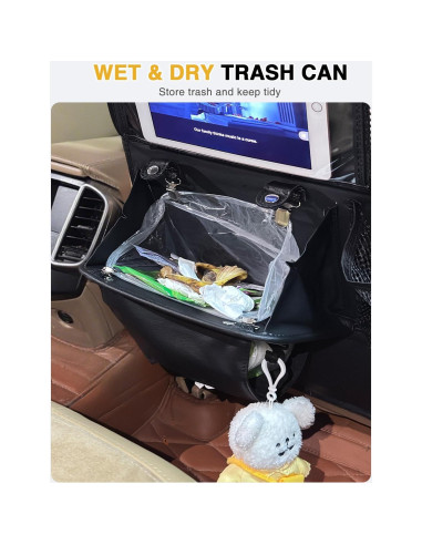 Organizador de Asiento Trasero de Coche Drsvabze - 2 Piezas con Soporte para Tableta y Bandeja Plegable