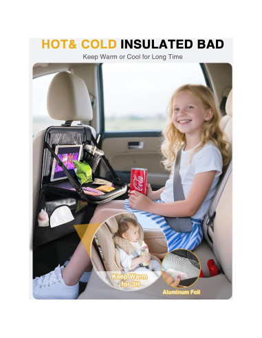 Organizador de Asiento Trasero de Coche Drsvabze - 2 Piezas con Soporte para Tableta y Bandeja Plegable