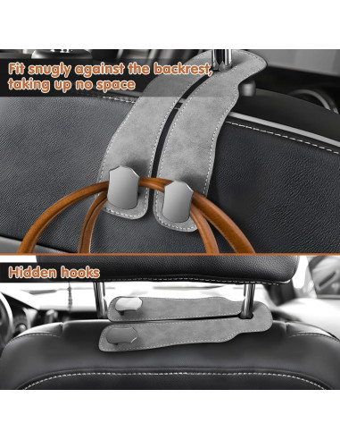 Ganchos Dobles para Respaldo de Asiento de Auto Taefuwr - Gris