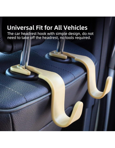 Gancho para Reposacabezas de Coche Amooca - 4 Piezas Beige