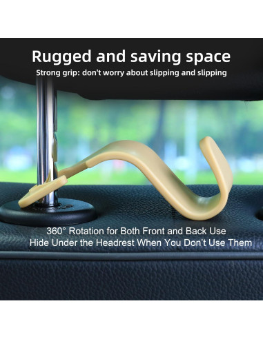 Gancho para Reposacabezas de Coche Amooca - 4 Piezas Beige
