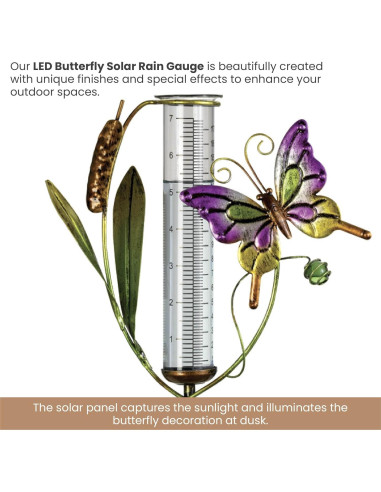 Medidor de Lluvia Solar LED Bits y Piezas Mariposa 63.5 cm