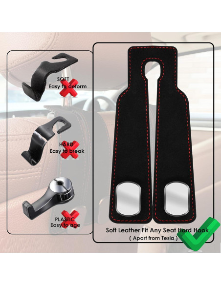 Gancho de Almacenamiento para Respaldo de Asiento ANDOLAB - Doble Gancho Negro 2 Pzs