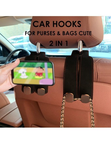 Gancho de Almacenamiento para Respaldo de Asiento ANDOLAB - Doble Gancho Negro 2 Pzs