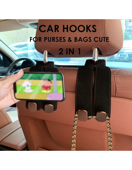 Gancho de Almacenamiento para Respaldo de Asiento ANDOLAB - Doble Gancho Negro 2 Pzs