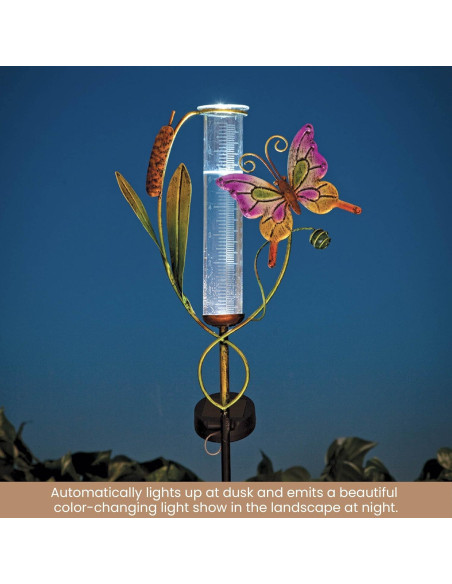 Medidor de Lluvia Solar LED Bits y Piezas Mariposa 63.5 cm
