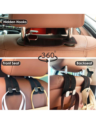 Gancho de Almacenamiento para Respaldo de Asiento ANDOLAB - Doble Gancho Negro 2 Pzs