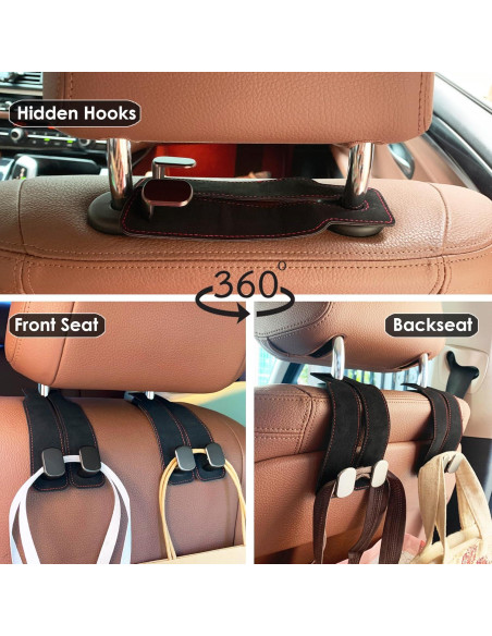 Gancho de Almacenamiento para Respaldo de Asiento ANDOLAB - Doble Gancho Negro 2 Pzs