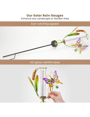 Medidor de Lluvia Solar LED Bits y Piezas Mariposa 63.5 cm