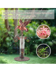 Medidor de Lluvia Colibrí Topadorn de Metal y Vidrio 17 cm 2