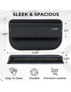 Organizador de Auto LASAIGE Relleno Espacio entre Asientos Negro 2