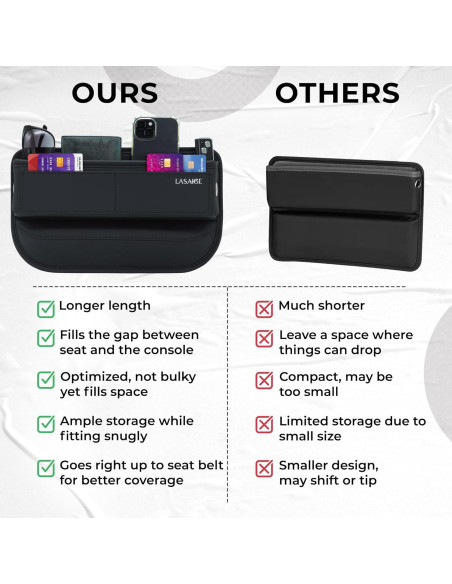 Organizador de Auto LASAIGE Relleno Espacio entre Asientos Negro