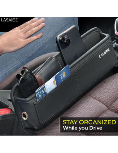 Organizador de Auto LASAIGE Relleno Espacio entre Asientos Negro