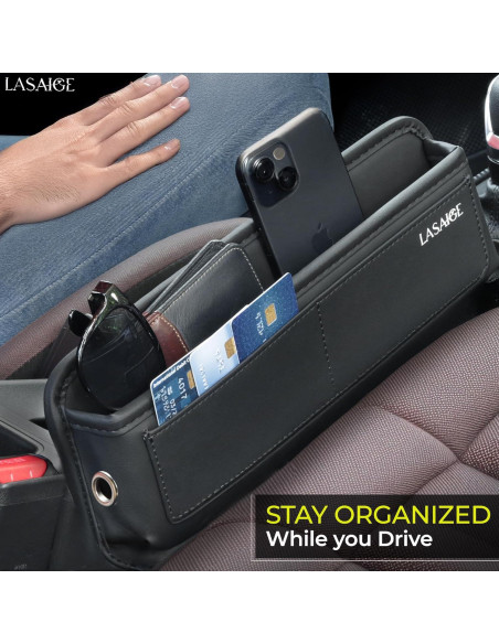 Organizador de Auto LASAIGE Relleno Espacio entre Asientos Negro