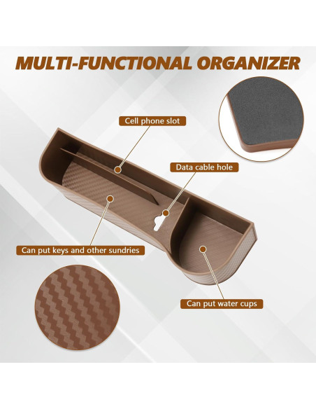 Organizador de Relleno Espacio Asientos Coche Hbxdeco 2PCS Marrón