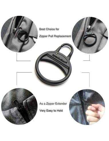 Tiradores de Cremallera Zpsolution Acero Inoxidable Negro