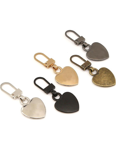 20 Tiradores de Cremallera Corazón Metal Badong Reemplazo