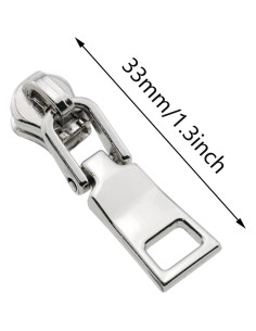 Kit de 10 Tiradores de Cremallera Metal Plateado CZQC 2