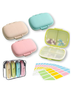 Organizador de Pastillas de Viaje Jerpsen 4 Paquetes 8 Compartimentos