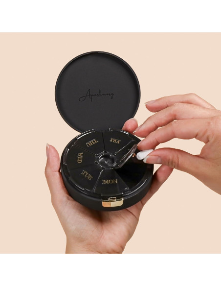 Estuche organizador de pastillas Aposhacary 7 compartimentos negro