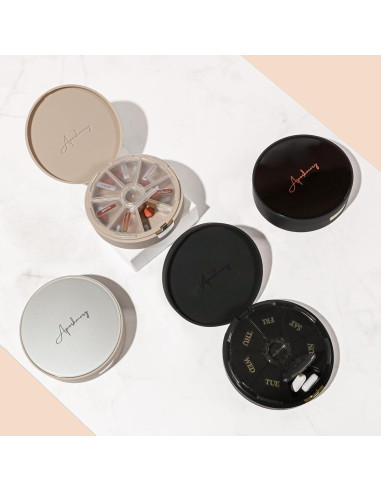 Estuche organizador de pastillas Aposhacary 7 compartimentos negro