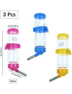 Pack 3 Botellas de Agua Colgantes BLLREMIPSUR 125 ml para Hámsters 2