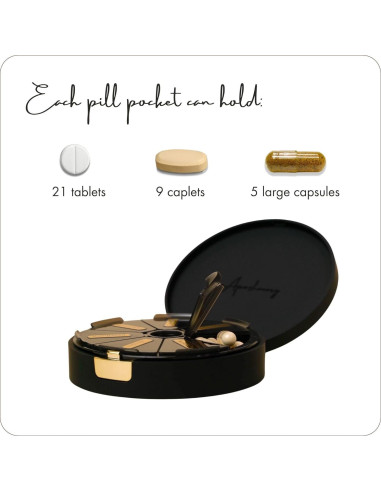 Estuche organizador de pastillas Aposhacary 7 compartimentos negro