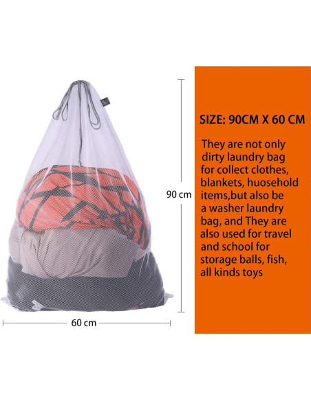 Bolsa de Lavandería Kimmama XL Malla Gruesa 61x91 cm Blanca