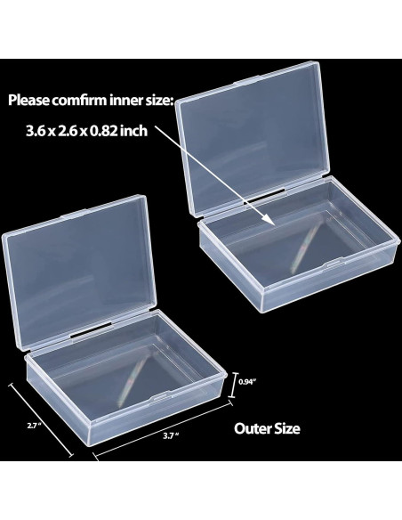 2 Cajas de Almacenamiento de Cartas de Plástico Transparente 92x67x20mm