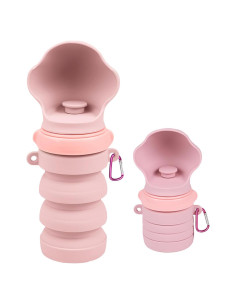 Botella de Agua Plegable para Perros DW001 Silicona Rosa 414ml
