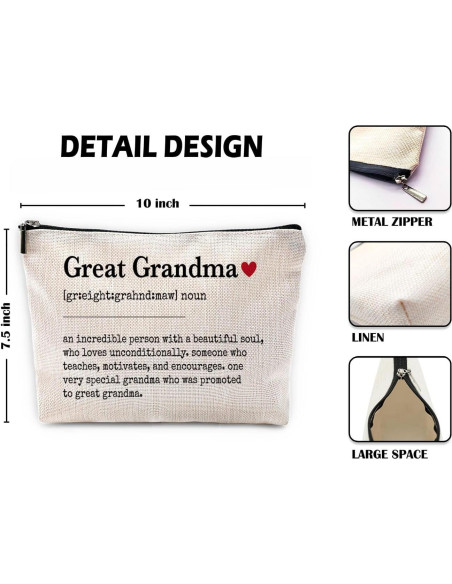 Bolsa de Maquillaje Sufamb Blanca para Abuela 25.4x19.05 cm