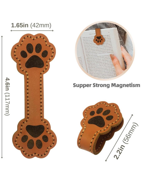 Marcador Magnético de Cuero Huella de Perro Solldgt 10.19cm