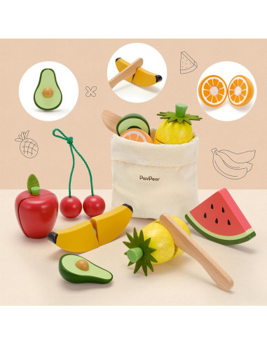 Conjunto de Comida de Juguete de Madera PairPear Frutas 3+ Años