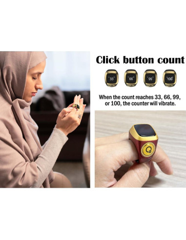 Contador de Anillo Inteligente Tasbih Anlising Marrón 20mm