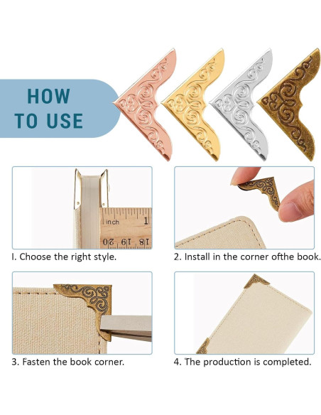 160 Protectores de Esquinas de Libros Metal Genérico 4 Colores