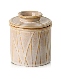Crock de Mantequilla Cerámica HVH con Agua y Tapa 10.16 cm