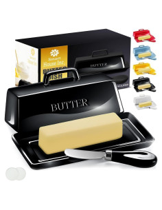 Juego de Plato de Mantequilla Cerámica Smart House Negro