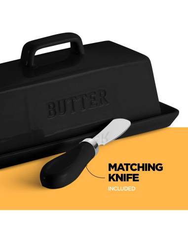 Juego de Plato de Mantequilla Cerámica Smart House Negro