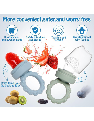 Conjunto de Moldes de Helado y Alimentador de Frutas para Bebés - Silicona 100% Alimentaria