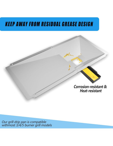 Trampa de Grasa Ajustable ZCLYUYA para Parrilla de Gas 3/4/5 Quemadores
