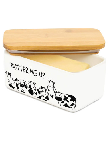 Plato de Mantequilla Lumicook con Tapa de Bambú Natural