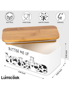 Plato de Mantequilla Lumicook con Tapa de Bambú Natural 2