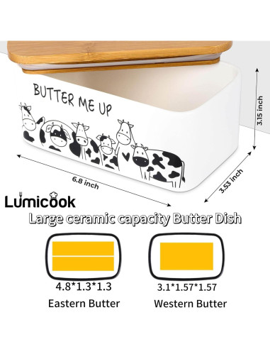 Plato de Mantequilla Lumicook con Tapa de Bambú Natural
