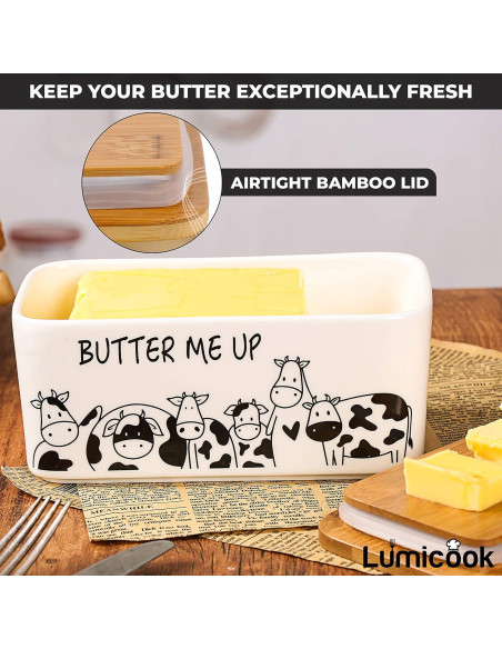 Plato de Mantequilla Lumicook con Tapa de Bambú Natural