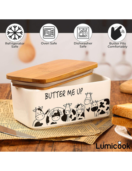Plato de Mantequilla Lumicook con Tapa de Bambú Natural