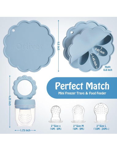 Conjunto de Moldes de Helado y Alimentador de Frutas para Bebés - Silicona 100% Alimentaria
