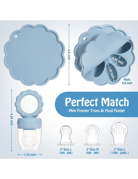 Conjunto de Moldes de Helado y Alimentador de Frutas para Bebés - Silicona 100% Alimentaria Conjunto de Moldes de Helado y Alimentador de Frutas para Bebés - Silicona 100% Alimentaria