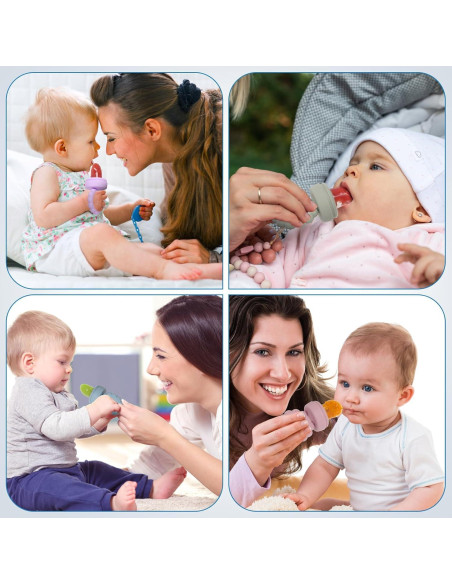 Conjunto de Moldes de Helado y Alimentador de Frutas para Bebés - Silicona 100% Alimentaria Conjunto de Moldes de Helado y Alimentador de Frutas para Bebés - Silicona 100% Alimentaria