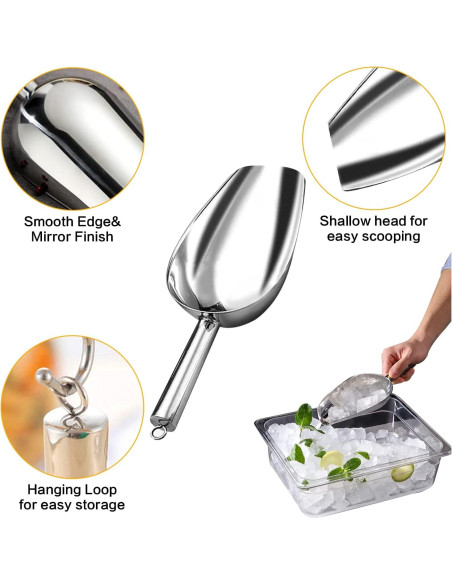 Cucharón de Hielo de Acero Inoxidable Ytaxcpvud 85g Plata