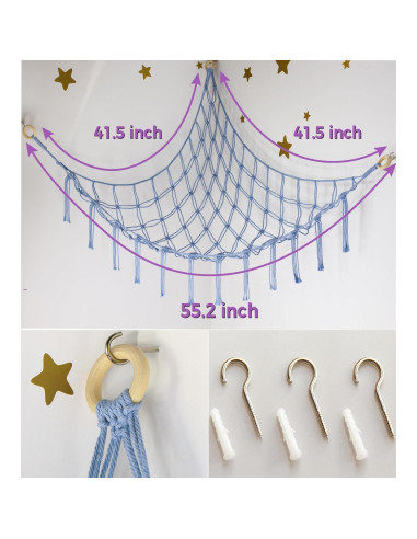 Hamaca de Almacenamiento Grande Mirolam Azul Bebé 140x105 cm